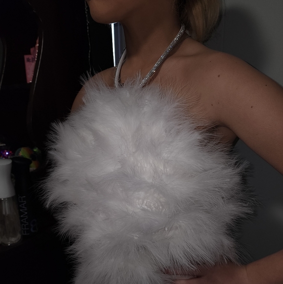 NWT Akira Sold Out , Gorgeous , Soft , Fluffy , White Clouds Feather Dress - Picture 12 of 16